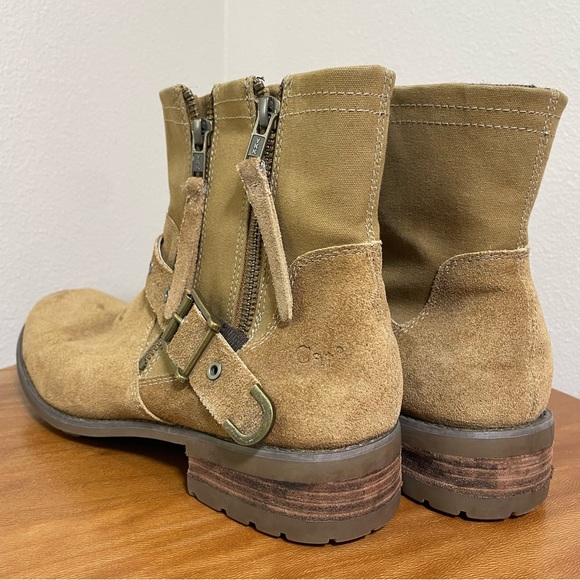 Women’s CAT Caterpillar Moto Zipper Work Boots Size 10/41 Camel Suede - Picture 9 of 16